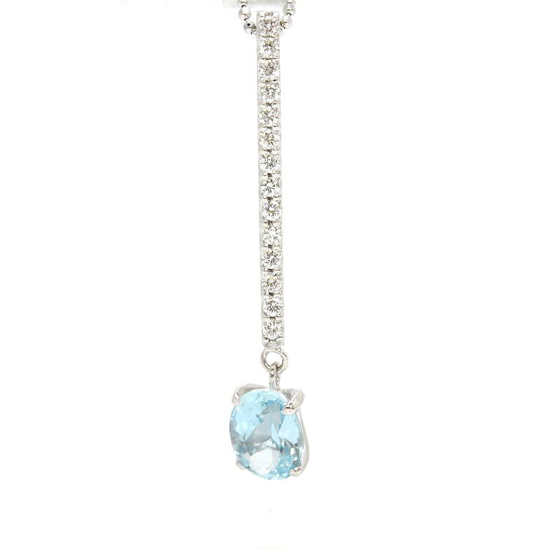 Rakuten - アクアマリンネックレス アクアマリン 1.14ct ダイヤモンド 0.20ct 18金ホワイトゴールド K18WG 44cm 3.9g 31430【中古】