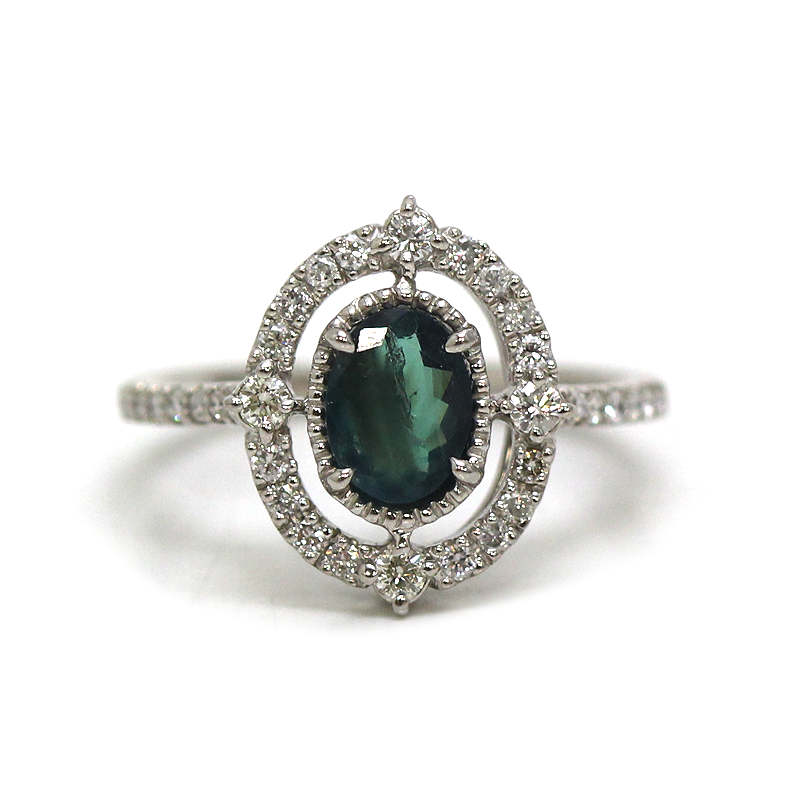 Pt900 アレキサンドライトリング 0.923ct 12号 ダイヤモンド 0.34ct 約5.1g プラチナ 指輪 31476 【中古】