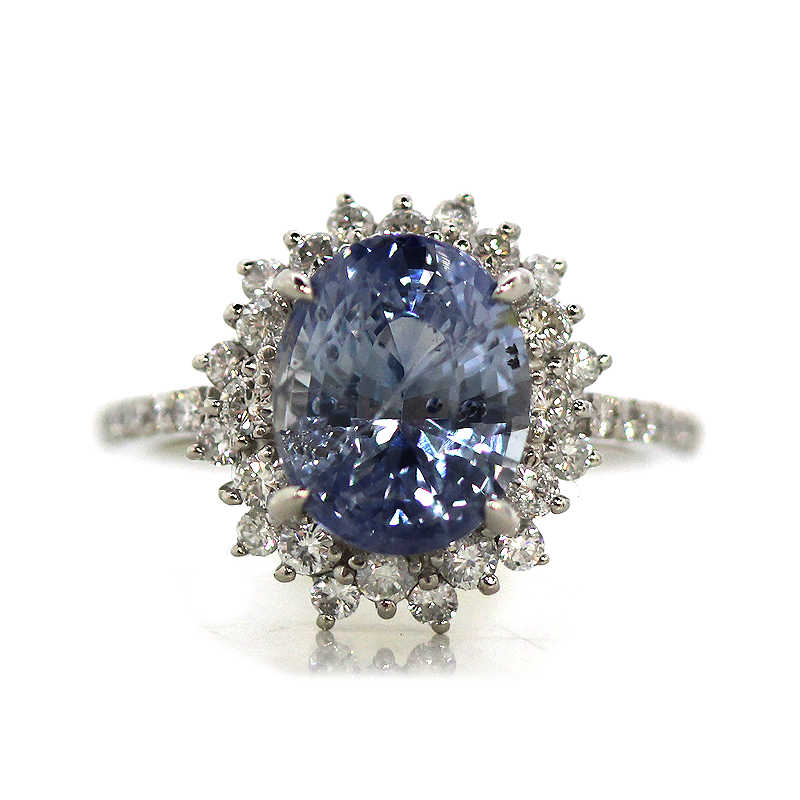 Pt900 非加熱サファイア リング 9号 5.06ct ダイヤモンド 0.65ct 約5.4g プラチナ 指輪 31477 【中古】