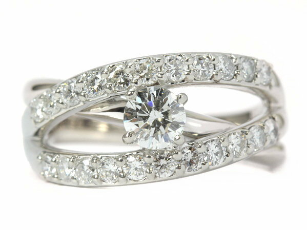 ダイヤモンド リング 0.390ct Hカラー SI2 GOOD 0.70ct Pt900 11.5号 指輪 ソーティング付き プラチナ 98136【中古】