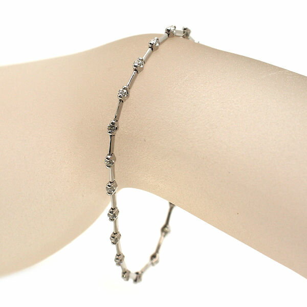K18WG ダイヤモンドブレスレット 約18.5cm 約6.2g 1.00ct 18金 ホワイトゴールド 20079 【中古】