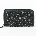 JIMMY CHOO ジミーチュウ スタースタッズ付きジップアラウンドウォレット CARNABYGRY 黒 長財布 11405 【中古】
