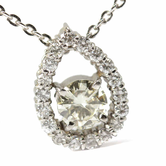 Pt900 ダイヤモンド ペンダントヘッド 0.65/0.45ct プラチナ しずく型 大粒 ペンダントトップ 17901【中古】