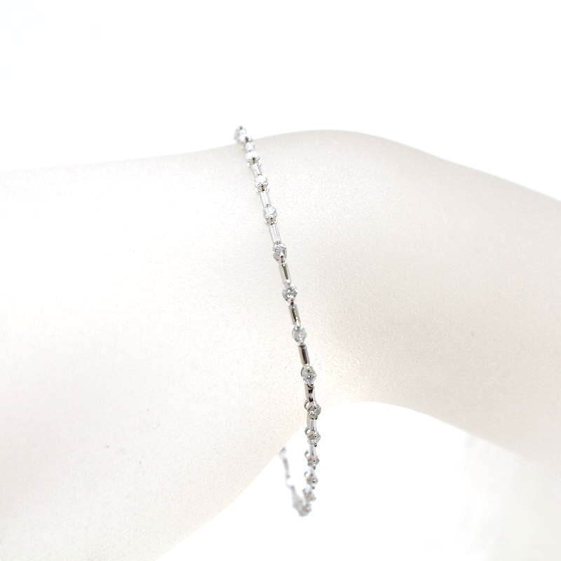 樂天商城 - ダイヤモンドブレスレット ダイヤモンド 1.00ct 18金ホワイトゴールド K18WG 18cm 3.7g 31351【中古】