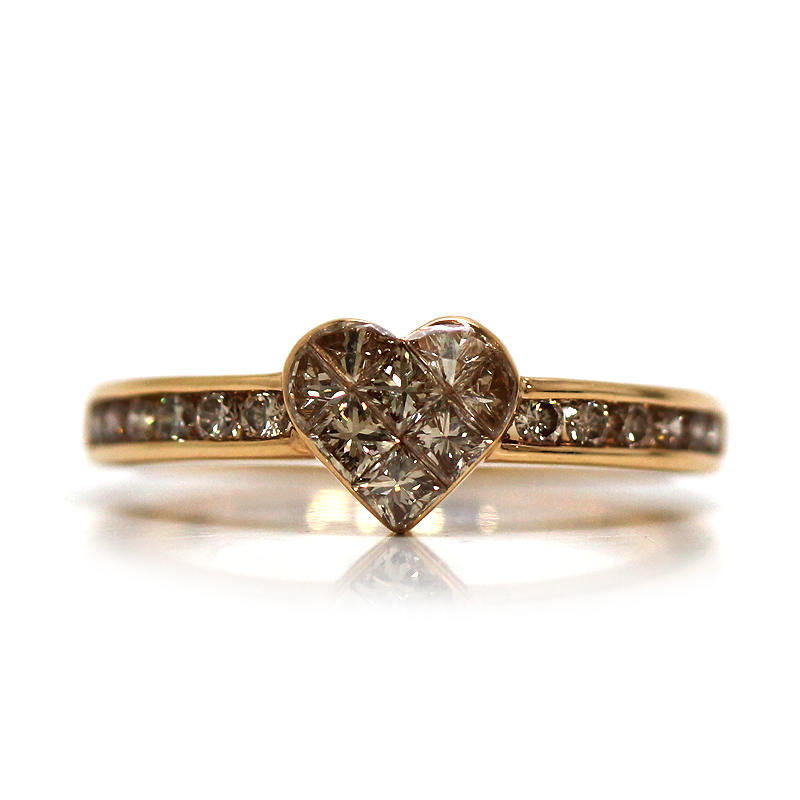 【中古】K18PGハートモチーフダ...