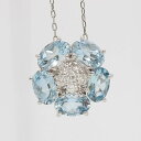 アクアマリンダイヤモンドネックレス 花 プラチナ 18金ホワイトゴールド Pt850 K18WG アクアマリン 1.95ct ダイヤモンド 0.16ct 22634【中古】