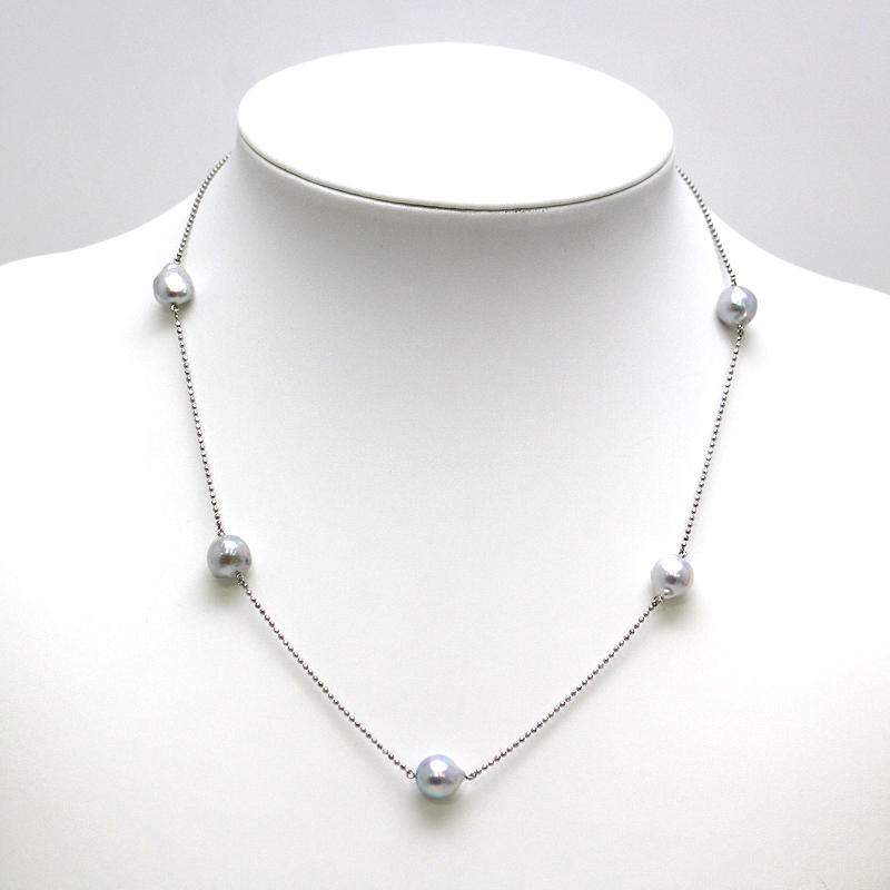 Rakuten - 無調色アコヤパールステーションネックレス 伊勢丹 ISETAN EXCLUSIVE HIGH JEWELRY 約46cm Pt850 プラチナ 真珠 31441 【中古】