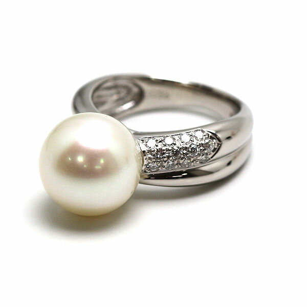 Pt900 南洋真珠リング 12号 約10.1g パール 約11.7mm ダイヤモンド 0.33ct プラチナ 指輪 20003 【中古】