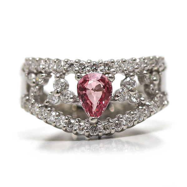 【中古】Pt900パパラチアサファ...