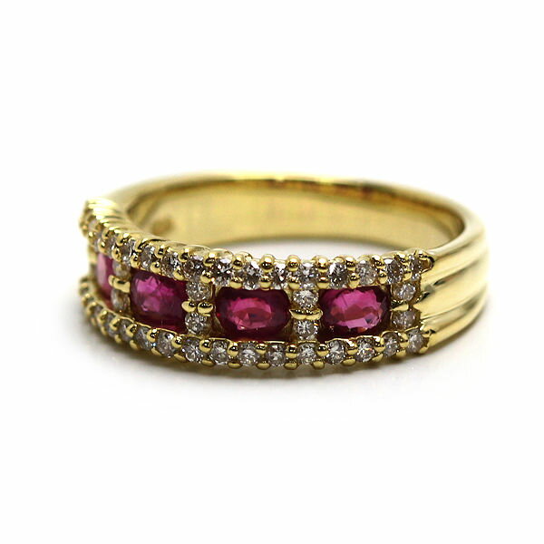 【中古】K18ルビーリング11.5...