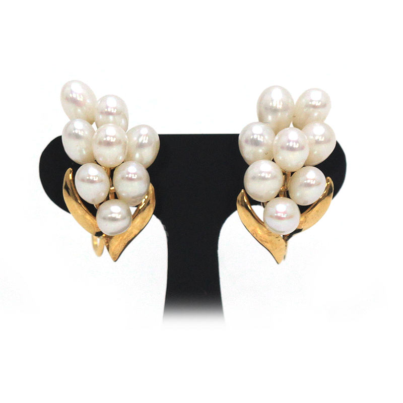 K18YG パールイヤリング 真珠 約4.7g 18金 イエローゴールド 両耳用 22436 【中古】