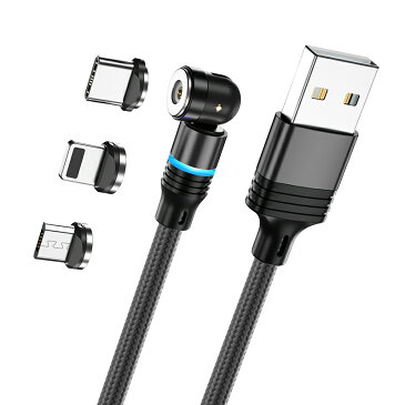 【送料無料】USBケーブル アイフォン 充電ケーブル マグネットケーブル Micro USB Type-C ライトニング マグネット磁石 iPhone アンドロイド ケーブル1m or 2m or 3mナイロン