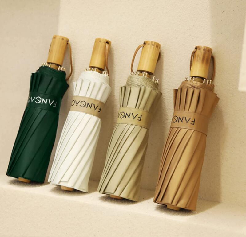 折りたたみ傘 超撥水 高強度 ゴールド 16本骨 梅雨対策 晴雨兼用 手開け 表裏面 コーティング