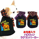\最大半額!20周年SALE★5/7 9:59まで/【犬 服 犬の服 名入れ ハロウィン 秋服 冬服用】愛犬のお名前入り ハロウィン ラグランパーカー【ドッグウ...