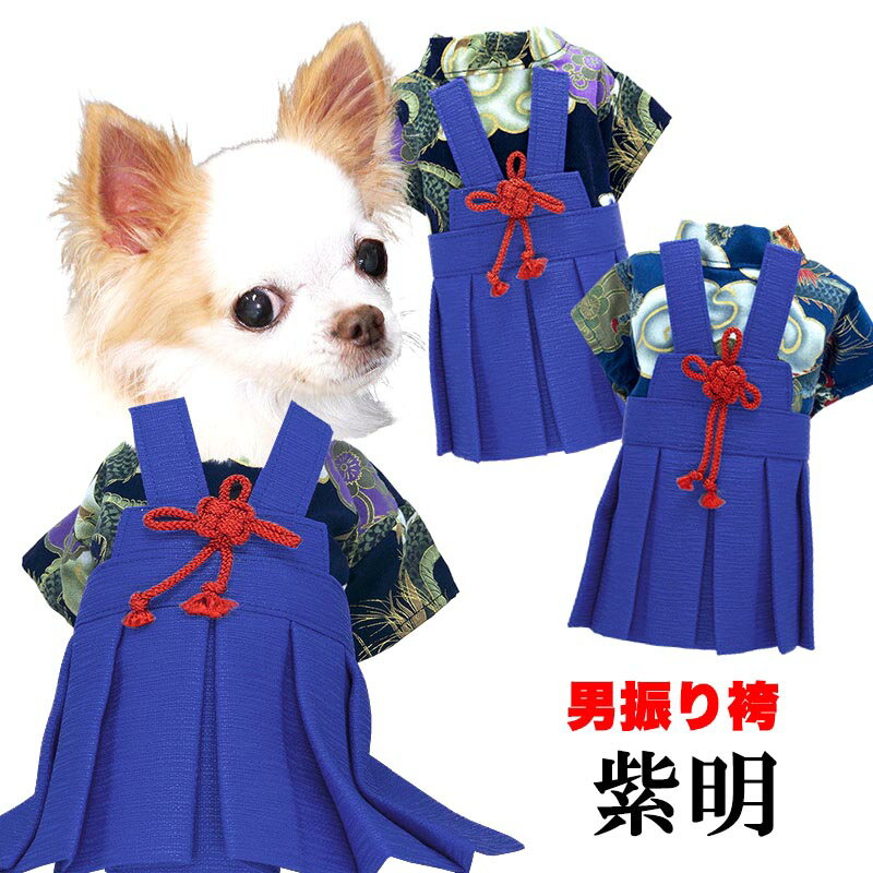 【犬 服 犬の服 秋服 冬服用 着物】男振り袴(はかま)紫明(しめい)《名入れ可能》【晴れ着 雲龍 和装 正月 初詣 和柄 …