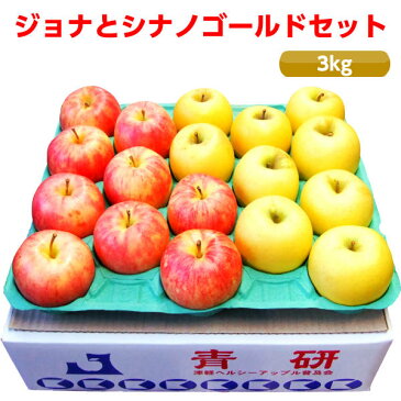 【送料無料】初夏に美味しい低温冷蔵りんご(CA)青森りんご 有袋ジョナゴールドとシナノゴールドセット 3kg 10-12玉前後 ≪ご家庭用中玉 訳あり 安心のクール便発送 パリパリりんご!≫
