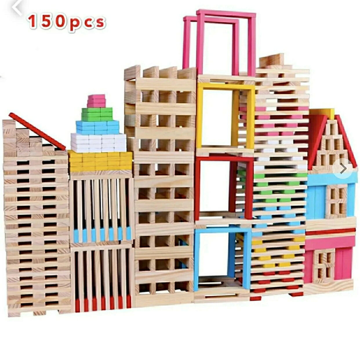 積木 カプラ風 ビルディングブブロック スティック 積み木玩具 ドミノ 木製パズル 積み木パズル 知育玩具 木製おもちゃ 収納袋付き 150ピース カラフル