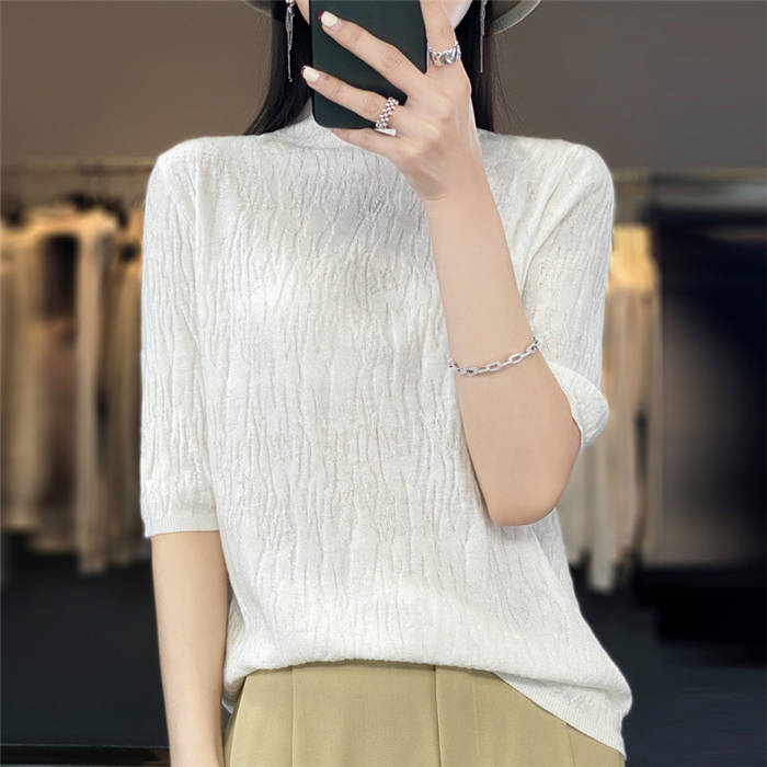 ニット セーター 秋 レディース 5分袖 フォーマル ニットトップス ニットtシャツ ...