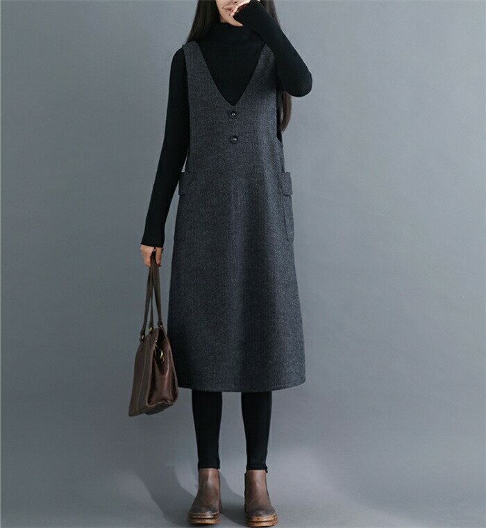 ジャンパースカート レディース 秋 冬 春 ワンピース 秋冬 きれいめ ノースリーブ 深vネック Vネック ジャンパースカート 大人 大きいサイズ ジャンスカ オールインワン ワンピ 通勤 オフィス 重ね着 おしゃれ レイヤード 春秋 50代 30代 40代 新作 シンプル 送料無料