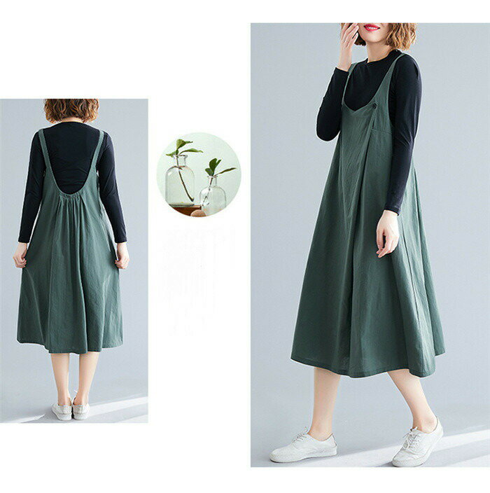 ジャンパースカート　サロペット　キャミワンピース　レディース　キャミワンピ　ワンピース　サロペットスカート　aラインワンピース　オールインワン　キャミワンピース　オーバーオー　 ロンパース　重ね着　大人　フレア　無地　春　夏　秋　40代　30代　ミモレ丈