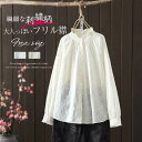 フリル襟 シャツ ブラウス 長袖 立ち襟 刺繍 シャツブラウス レディース トップス 春 秋 フォーマル 大人 可愛い 森ガール ファッション おしゃれ きれいめ ゆったり 体型カバー 重ね着 スーツ インナー オフィス OL 通勤 オフィス 着回し 入学式 卒業式 入園式 白