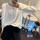 tシャツ ブラウス レディース 長袖 カットソー ボタン タック プルオーバー トップス Tシャツ ゆったり ゆる 体型カバー シンプル 春 秋 クールネック ...