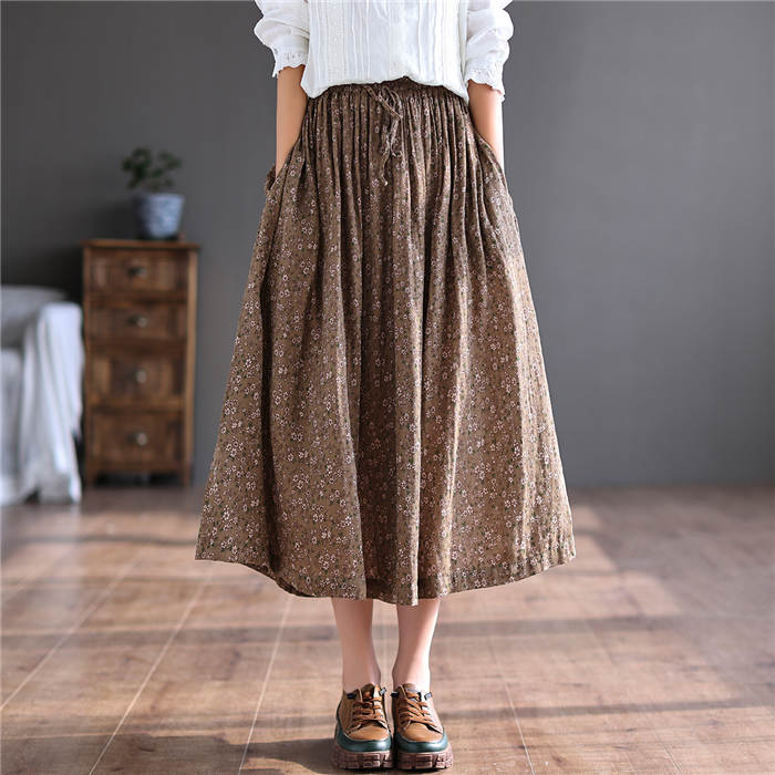 ガーゼ スカート ギャザースカート 花柄スカート フレアスカート aラインスカート ...