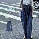 サロペット パンツ レディース ロング ワイパンツ 春 夏 秋 ノースリーブ オールインワン ロング丈 ストライプ ロングパンツ ワイドパンツ 楽ちん シンプル...
