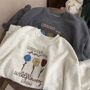 レディース スウェット 刺繍 可愛い 裏起毛 春 秋 冬 長袖 切り替え クルーネック プルオーバー 厚手 トップス 重ね着 ゆったり 着痩せ 大きいサイズ 体...