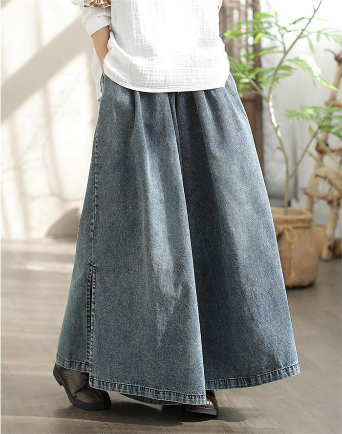 ワイドパンツ デニムパンツ ガウチョパンツ パンツ レディース 春 夏 秋 サイドス...