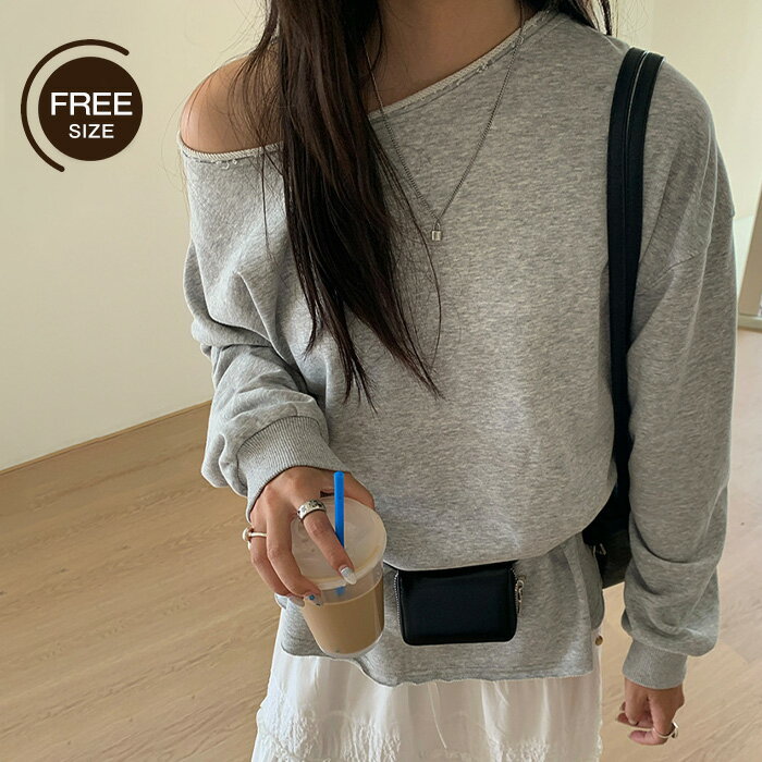 オフショルダー スウェット レディース 長袖 春 秋冬 コットン 無地 暖かい 綿 秋 冬 きれいめ プルオーバー カットソー トップス リラックス シンプル カットソー カジュアル 着回し 通勤 キレイめ チュール 定番 お洒落 着痩せ ゆったり 秋冬物 送料無料 グレー