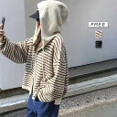 パーカー レディース ニット ボーダー カーディガン 配色 おしゃれ 春 長袖 トレーナー レディース 韓国 スウェット カットソー レディース 秋 冬 春 可...