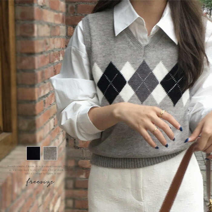 アーガイル柄 ベスト レディース 春 秋 冬 ニット ファッション ニットベスト 大きいサイズ 秋冬 きれいめ ニット お洒落 上着 暖か トップス 可愛い おしゃれ ノースリーブ シンプル プルオーバー カジュアル レイヤード 重ね着 ベスト 通勤 通学 着痩せ 送料無料