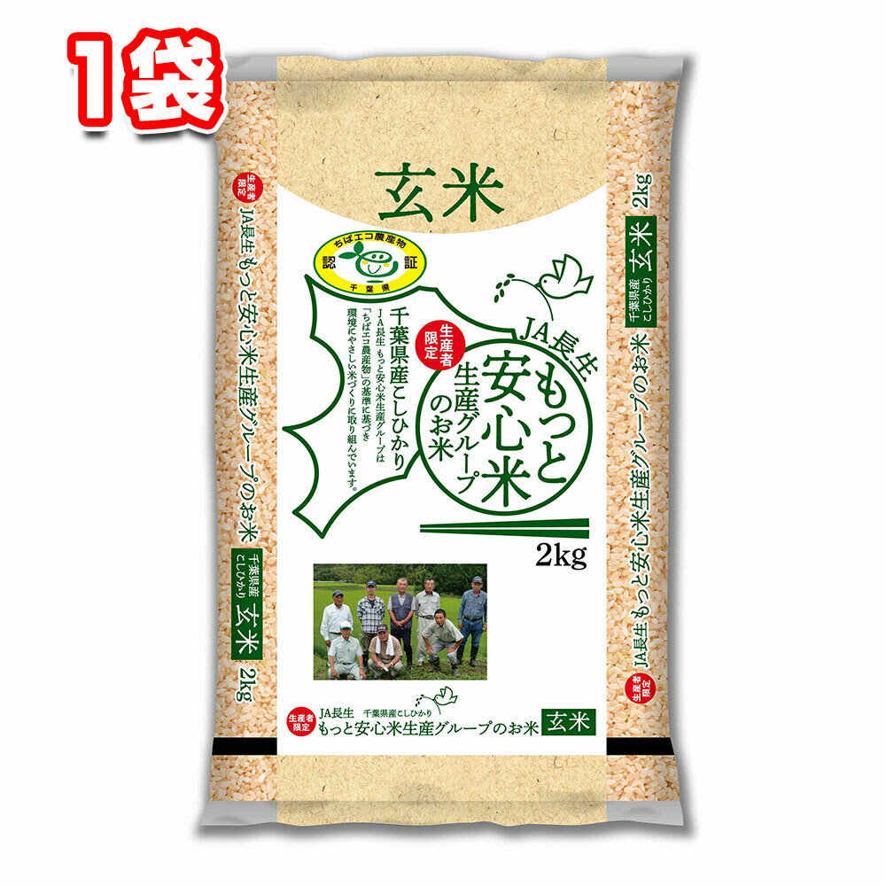 JA長生もっと安心米 千葉県産コシヒカリ玄米 2kg 1袋 令和4年産 主食 朝ごはん 昼食 夕飯 夜食 間食 弁当 玄米茶 おにぎり おむすび ポン菓子 子ども アレンジのサムネイル