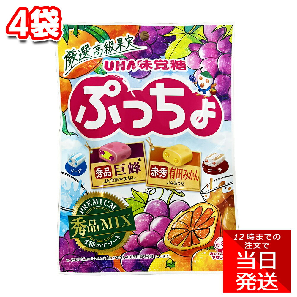 UHA味覚糖 ぷっちょ袋 4種 アソート 93g 4袋 セット まとめ買い あめ アメ キャンディ 気分転換 休憩 小腹 一息 職場 勉強 家事 おやつ 間食 移動 作業 口寂しい フルーツフレーバーのサムネイル