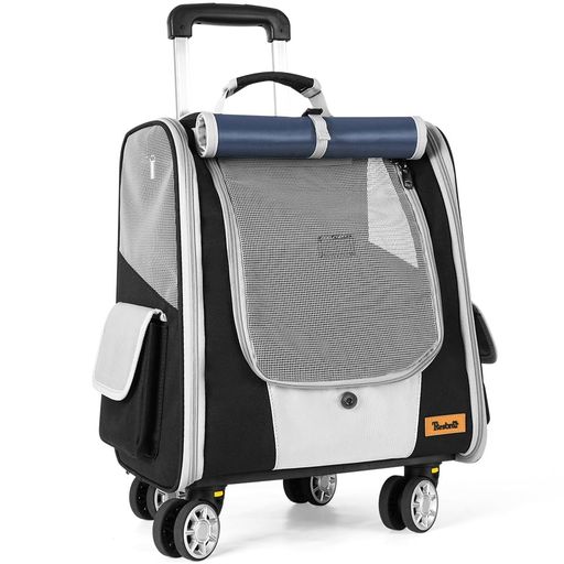 Tresbro次世代ペットキャリーリュック4つのキャスター付き分離式静音性と安定性ファスナーロック機能犬..