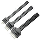 KIMLONTON丸目打ち円型穴あけポンチ革ポンチ円形打ち革ベルト用打ち具レザークラフト道具2本歯・4本歯・6本歯3本セット(ブラック6mm)