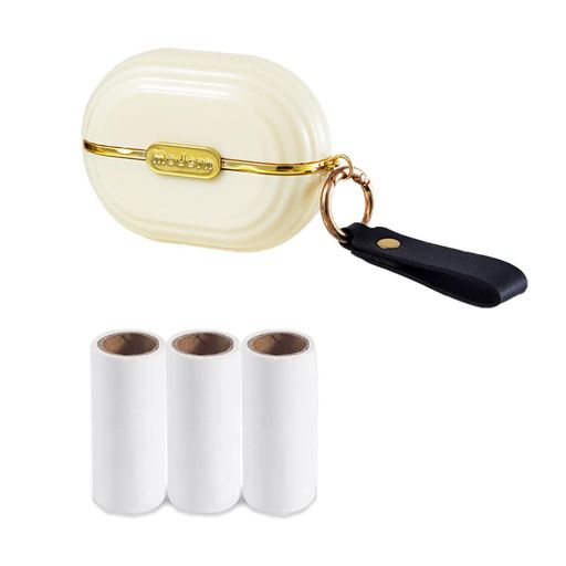 MILASIC洋服ブラシオフホワイト携帯用予備ロール紙3本付き粘着テープ毛取り汚れ落としホコリ取り埃髪ペット毛フケ花粉払い掃除コロコロスーツジャケットコート衣類...