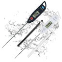BOMATA温度計料理防水丸洗い速読3~6秒-50~300°C水温計キッチン12.7CMのプローブホールド機能付きLCD大画面304ステンレス壁掛け穴揚げ物油温...