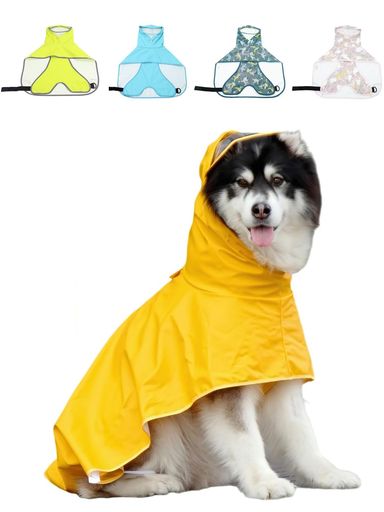 GIIPET-犬用レインコート2WAYペット用レインコート犬猫完全防水速乾犬ドッグカッパポンチョ梅雨対策透明帽子付き着脱簡単防水防雪防風通気軽量マジックテープサ...
