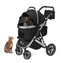 Angelpetペットカート分離型犬用バギーいぬ用4輪前輪360°回転後輪ブレーキ付き組み立て簡単コンパクト折りたたみ式耐荷重25Kg猫小型犬多頭中型犬分離型ド...