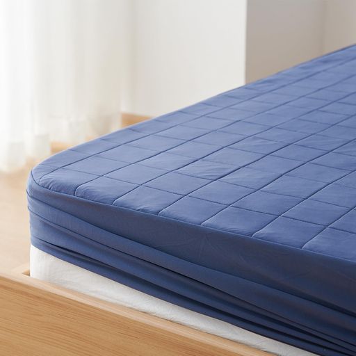 クモリ(KUMORI)夏用ボックスシーツシングル接触冷感x通気速乾パッド一体型ボックスシーツQ-MAX0.483もっちり夏蒸れにくい3Dメッシュクッション性ありサラサラ吸湿洗濯可着脱楽々時短一枚二役