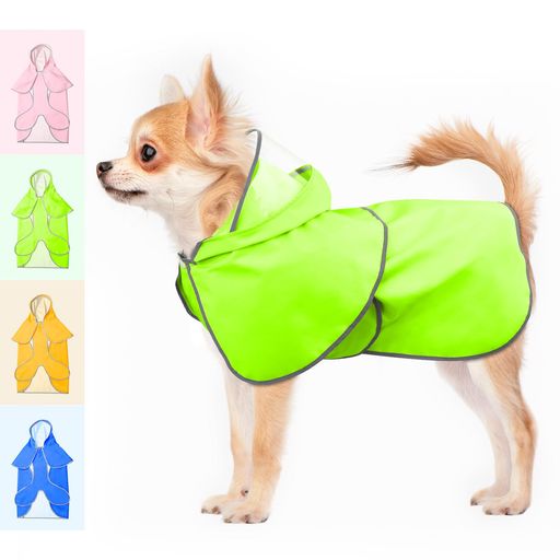 犬レインコート-反射犬カッパ犬用レインコート帽子付き、防水軽量犬用レインジャケット、ハーネスホール付き、梅雨対策調節可能な犬用ポンチョ散歩用小型犬用散歩用夜間安...