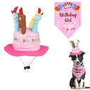 Kingsie犬誕生日帽子バンダナ2個セット可愛いろうそくケーキ型ハットかぶりものよだれかけ写真撮影バースデーお誕生日パーティー変身コスプレコスチュームペット用...