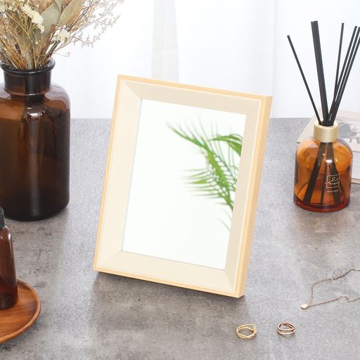 不二貿易卓上ミラー木目フレーム卓上鏡飛散防止幅17.5x奥行3x高さ22.6cmホワイトタルト41918