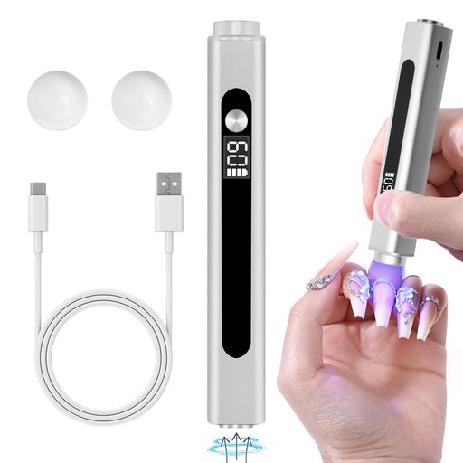 CGBEネイルライトペン型:3WLED&UVジェルネイルライトハンディ充電式ミニネイルライト速乾ネイル硬化ライト3階段タイマー全ジェル対応持ち運び便利旅行自宅用(シルバー)