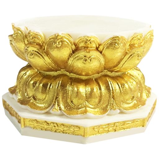 YUYAKESHI仏像用丸型蓮華型ココヤシの果実台供物台座蓮の台座供物蓮華祭壇部屋仏像置台仏台コレクション展示置物(八角須弥蓮華座・金色)