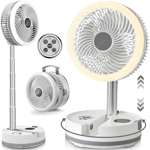 扇風機自動首振り充電式40000mAサーキュレーターコードレスリビング伸縮式折りたたみリモコン付きタイマー液晶タッチパネル風力8段階小型強力送風ポータブル寝室車中泊キャンプホワイト