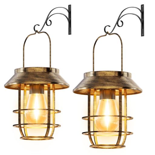 Letmyソーラーライト屋外防水ソーラーランタンガーデンライト鉄製