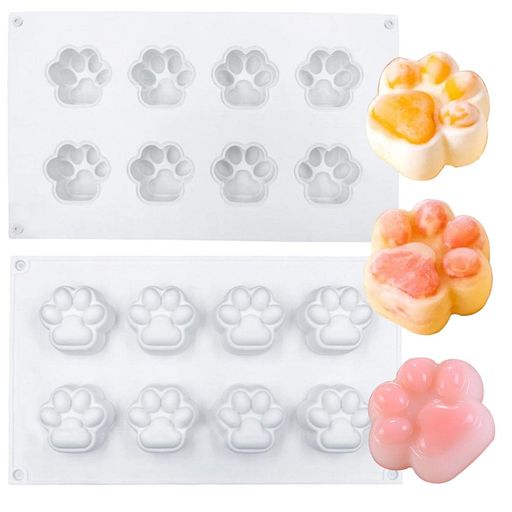 FineInnoシリコンモールド猫8連猫爪猫の肉球ケーキ型UVレジン猫足和菓子形シリコーン型モールドDIYシリ..